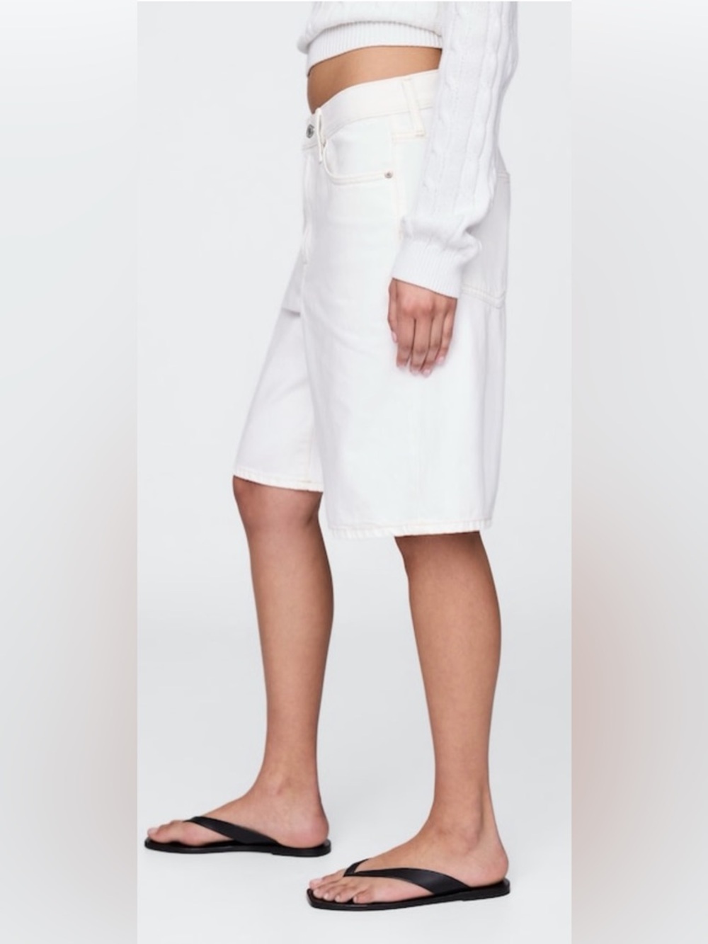 GAP Mid Rise Longline White Denim Shorts - Picture 2 of 7